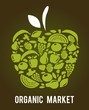 apple with fruits and vegetables pattern , vector illustration