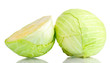 Whole cabbage and half isolated  on white