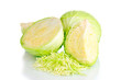 sliced ​​green cabbage isolated on white