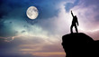 Man on top of mountain