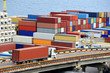 truck transports container to warehouse near the sea