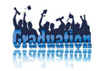 Graduation celebration in silhouette