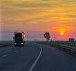 truck at sunset