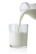 Pouring fresh white milk from bottle into a glass