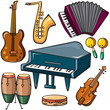 Musical instruments icons set