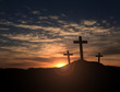 Three Crosses at Sunset
