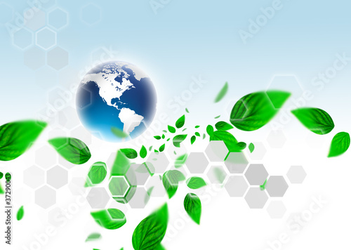 Photo: Spring leafs abstract background with place for your text. Ecolo Spring leafs abstract background with place for your text. Ecolo