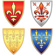 vector set of French shields with the arms of the flowers fleur