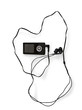 MP3 player and headphones isolated MP3 player and headphones isolated