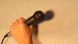 Black vocal microphone closeup