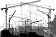 Vector: lot of cranes on building yard lot of cranes on building yard