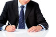 Businessman holding a pen