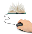 Hand with computer mouse and book Hand with computer mouse and book