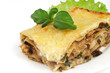 lasagna on white plate