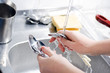 Washing dishes