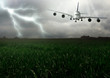 Lightning across and descend aircraft.