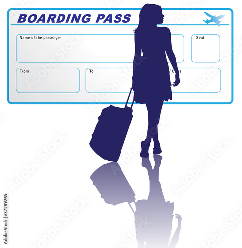 Vector: Woman with boarding pass Woman with boarding pass