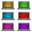 Vector laptops. 6 different screen colors..