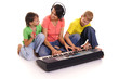 mother and sons with piano