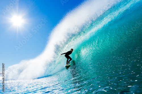 Photo: Surfer on Blue Ocean Wave Surfer on Blue Ocean Wave