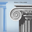 Engraving vintage ionic column.
