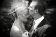 romantic wedding kiss on forehead