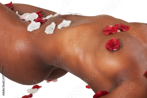 Photo: Slender young black woman posing nude on white Slender young black woman posing nude on white