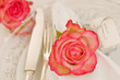 Besteck mit Rosen und Serviette