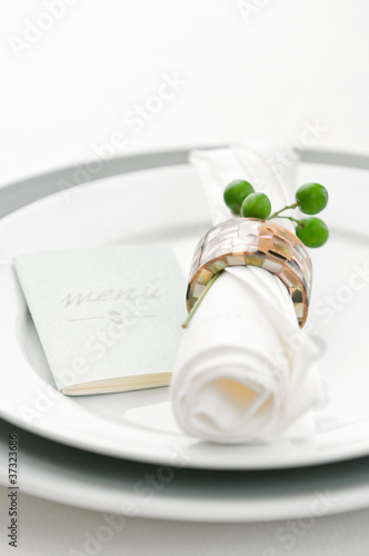 Foto: Serviette mit Speisekarte Serviette mit Speisekarte