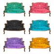 collection of vintage luxury armchair isolated with clipping pat
