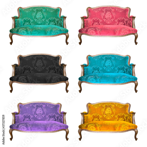 Photo: collection of vintage luxury armchair isolated with clipping pat collection of vintage luxury armchair isolated with clipping pat