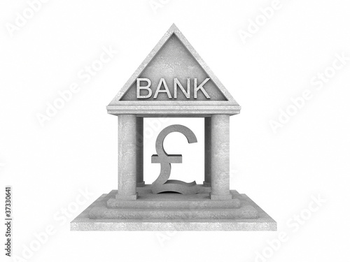 Illustration: a illustration of bank building with a pound currency a illustration of bank building with a pound currency