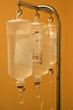 Infusion bottles hanging on metal holder