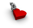 Sad Person Sitting on Heart Icon