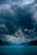 Photo: Fjord with dark clouds Fjord with dark clouds
