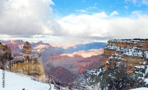 Photo: Grand Canyon panorama view in winter with snow Grand Canyon panorama view in winter with snow
