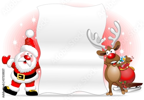 Vector: Babbo Natale e Renna Sfondo-Santa Claus and Reindeer Background Babbo Natale e Renna Sfondo-Santa Claus and Reindeer Background