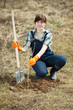 Famale farmer planting sprout Famale farmer planting sprout