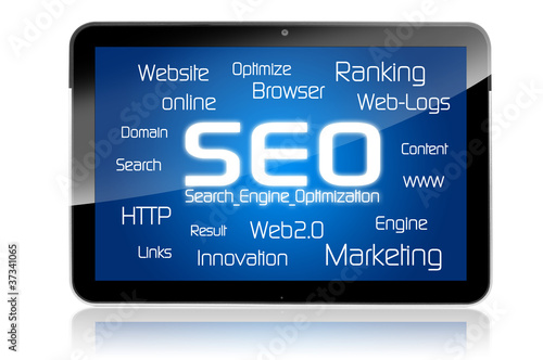 Illustration: Tablet mit SEO Tablet mit SEO