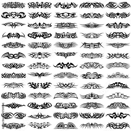 Big vector set of tribal tattoos