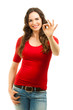 Beautiful woman making an OK sign Beautiful woman making an OK sign