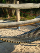 Wooden rope bridge on a playground