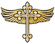 vector illustration of christian cross with wing