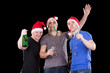 Three man wearing santa hat