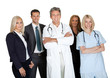 Group of workers on white background