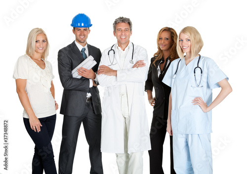 Photo: Group of people in different occupations on white Group of people in different occupations on white