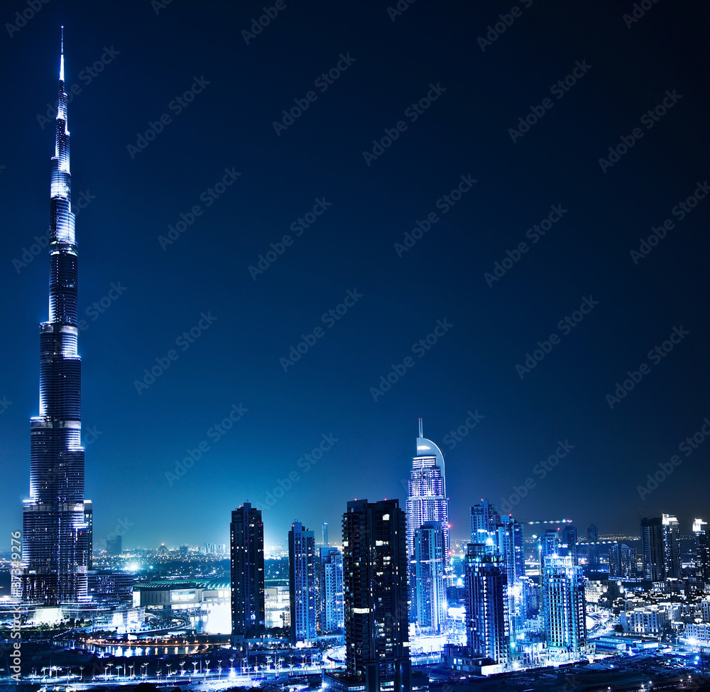 Dubai downtown at night
