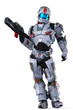 Illustration: astronaut hero wit a gun stand up astronaut hero wit a gun stand up