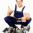 handwerker hat spass