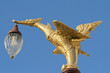 thai style light pillar lantern with blue sky